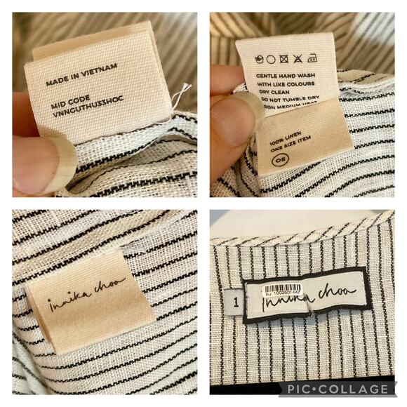 Innika Choo Striped Ruffle Mini Dress OS Linen Floral Embroidery Sailor Wrap - Picture 8 of 16